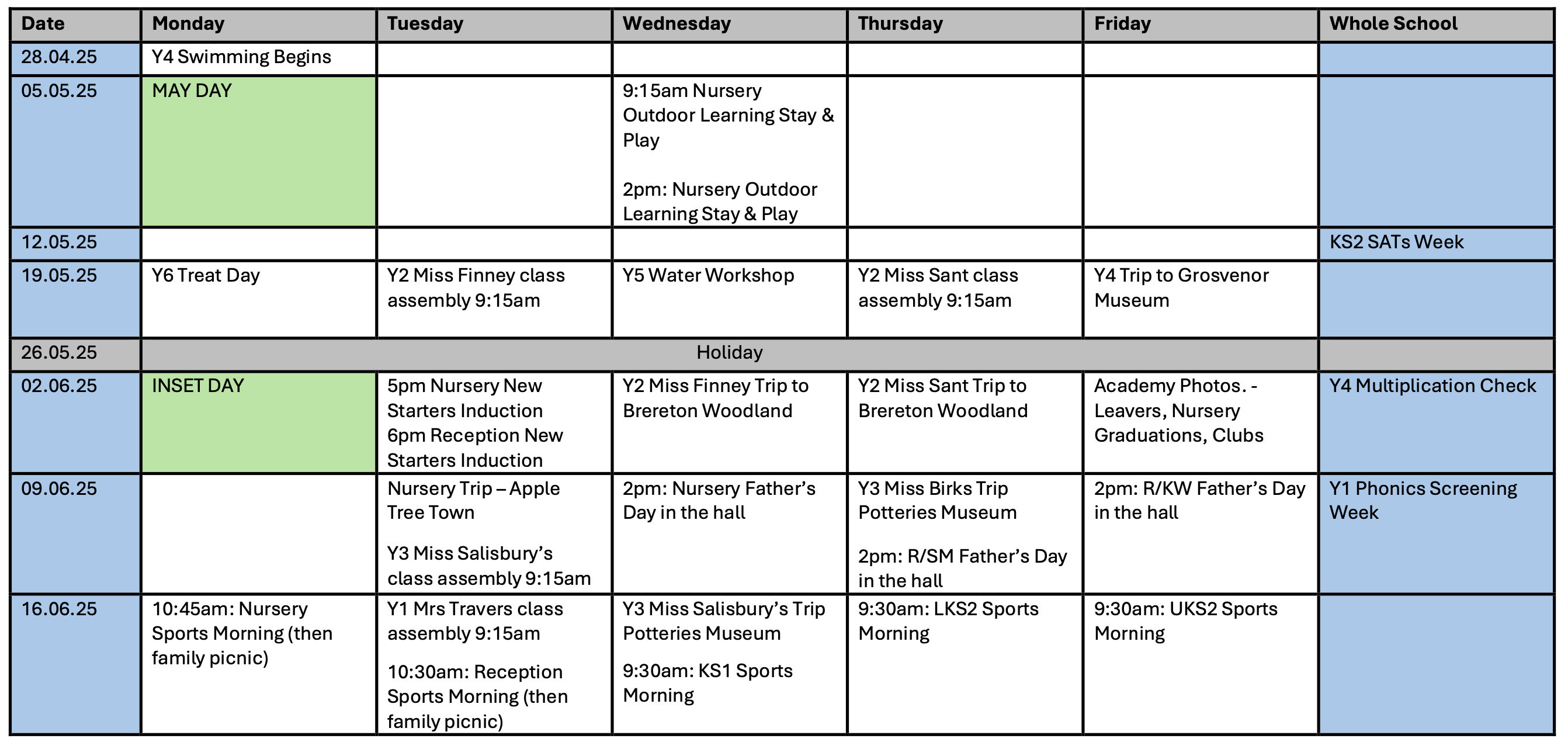 Summer Calendar 1